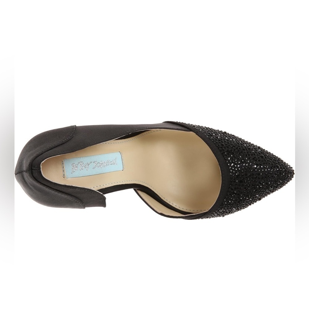 Blue by Betsy Johnson SB-Band Pumps Black Satin Embellished Size 9.5. - Picture 2 of 12